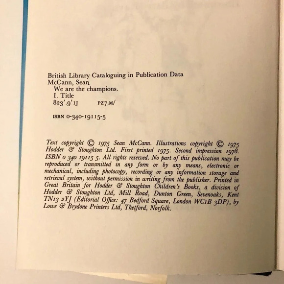 Vintage 1978 We Are The Champions by Sean McCann Hodder and Stoughton HC  Book - Picture 14 of 16